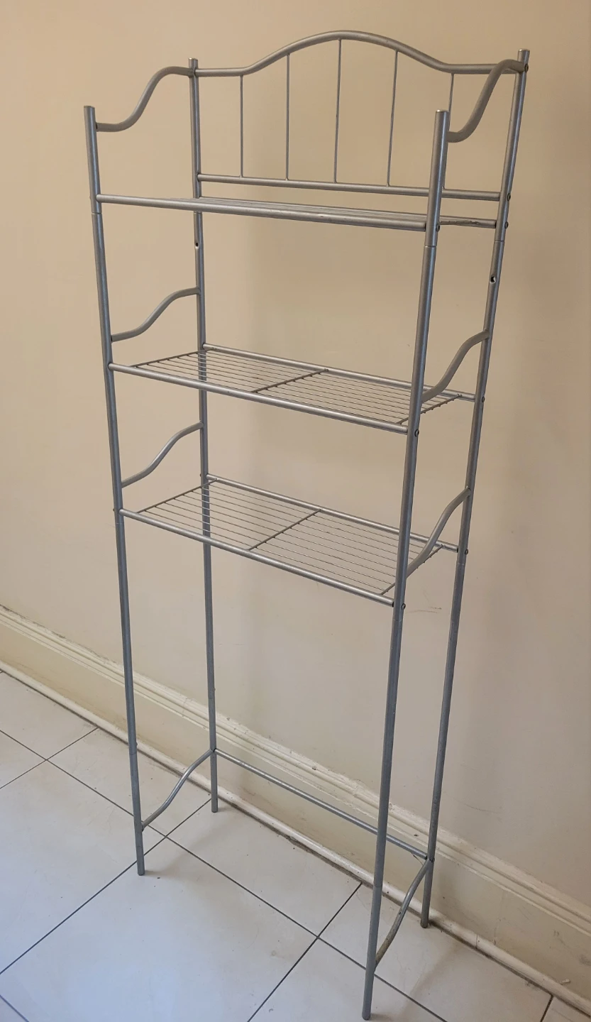 Silver Metal Over-the-Toilet Shelf Unit