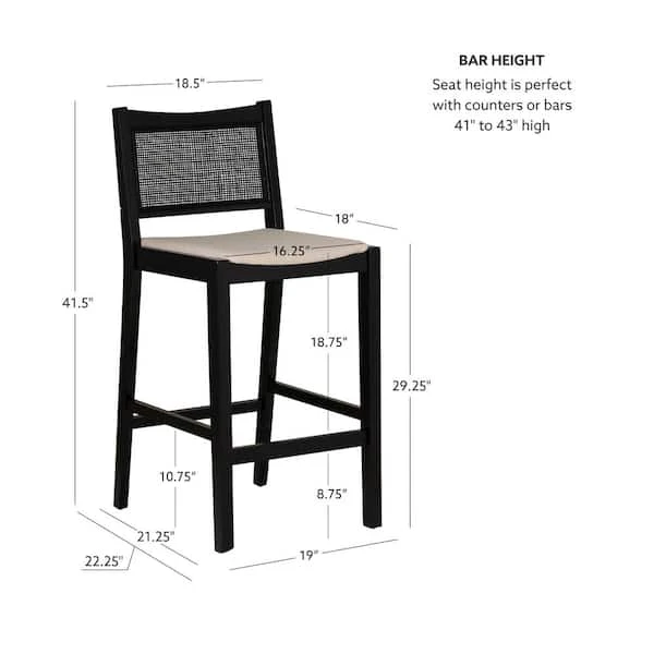 NEW IN BOX Set of 2 BAR HEIGHT Black Cane Back Barstools - photo 3