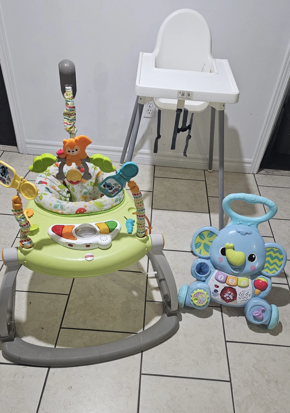 Fisher-Price Jumperoo ,VTech Walker Toy & Ikea high chair