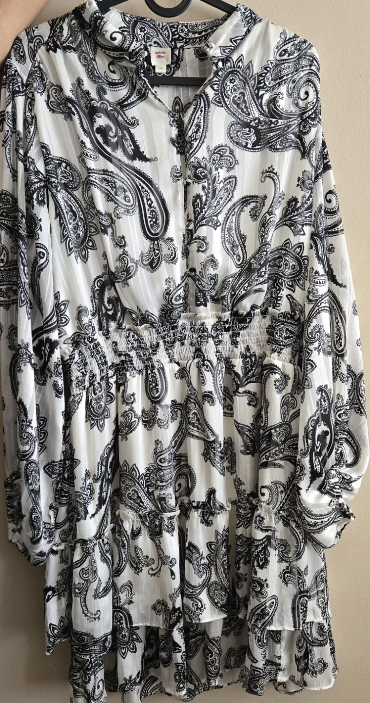 Large White Print Tiered Dress - photo 3