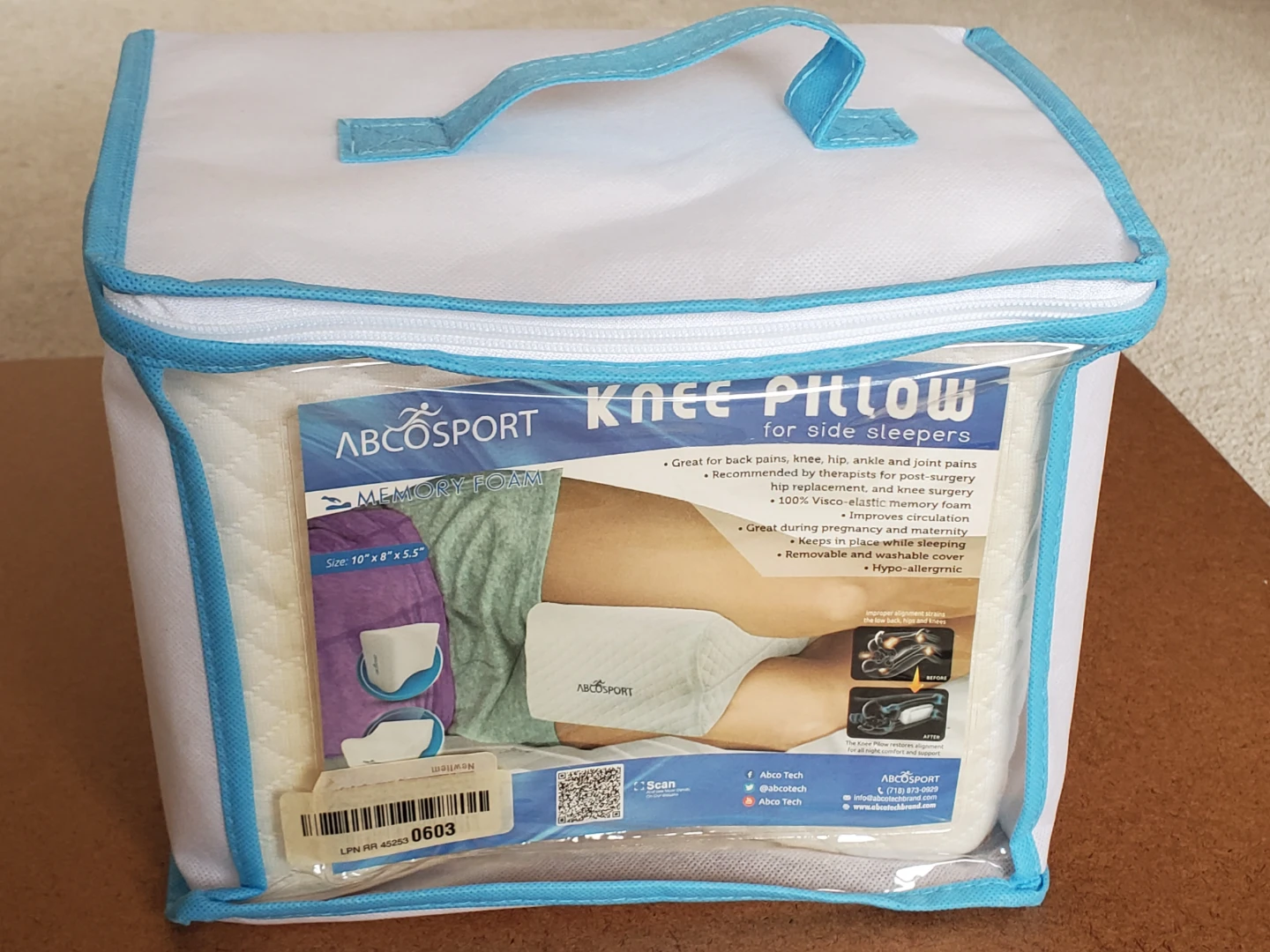 NEW AbcoTech Ergonomic Knee Pillow for Preganancy/Pain Relief