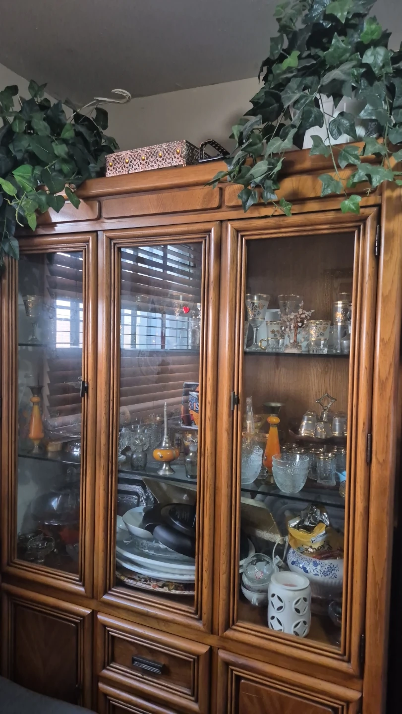Wooden China Cabinet with Glass Doors