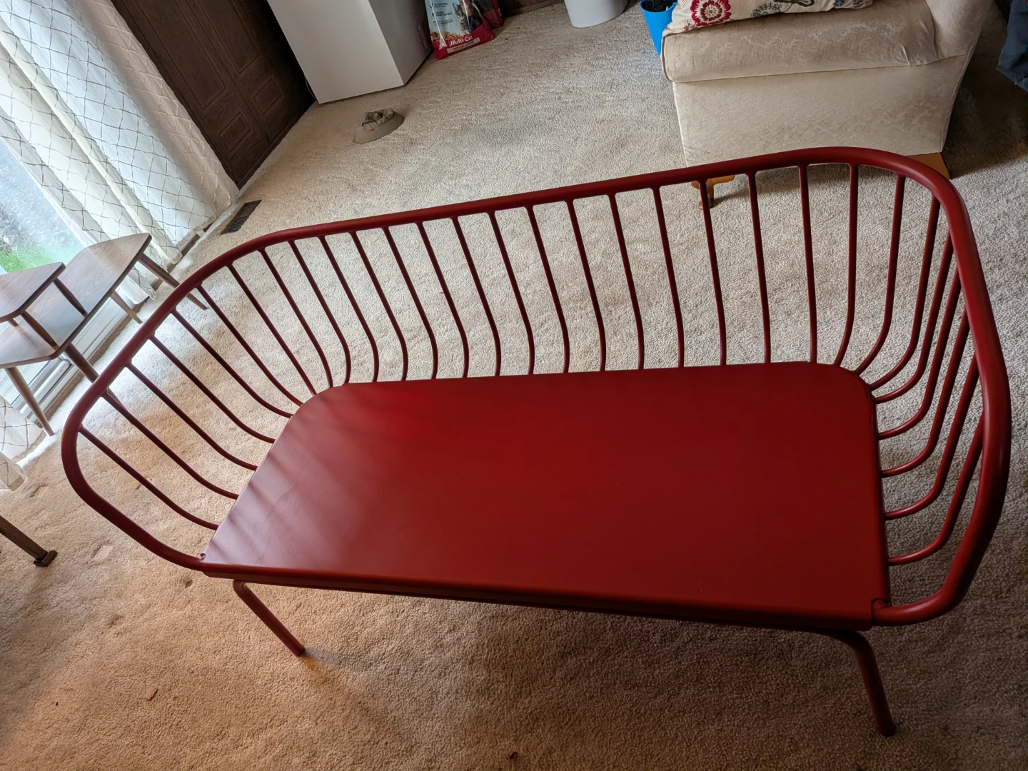 Red Metal Bench
