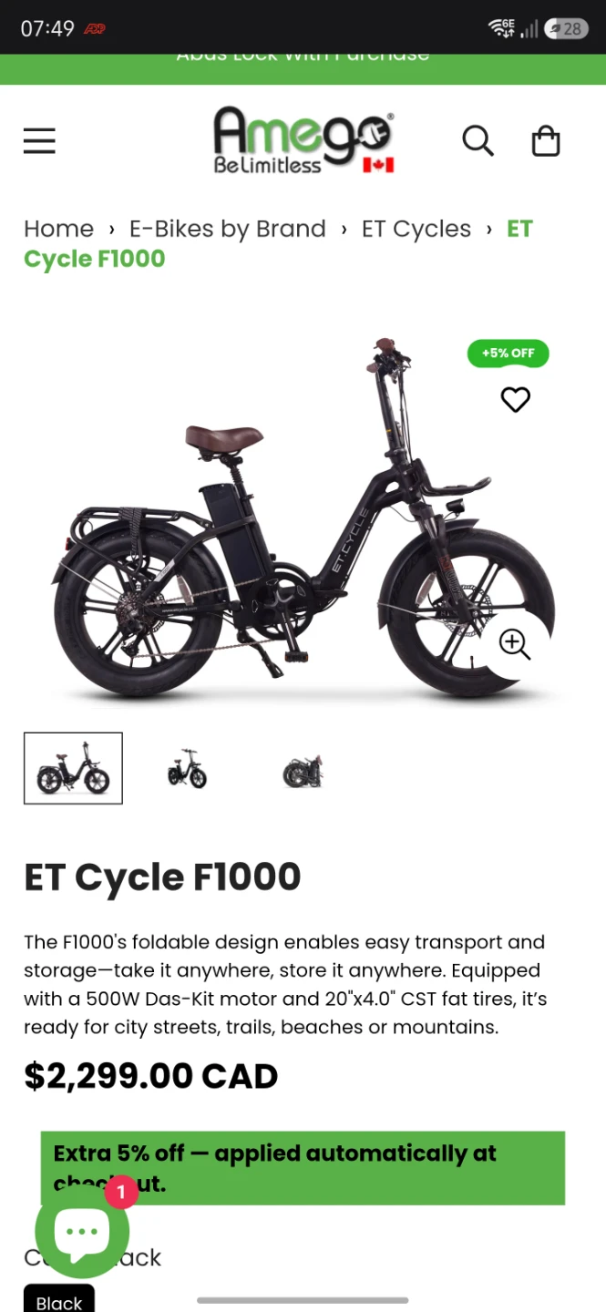 ET Cycle F1000 Electric Fat Tire Bike - photo 2