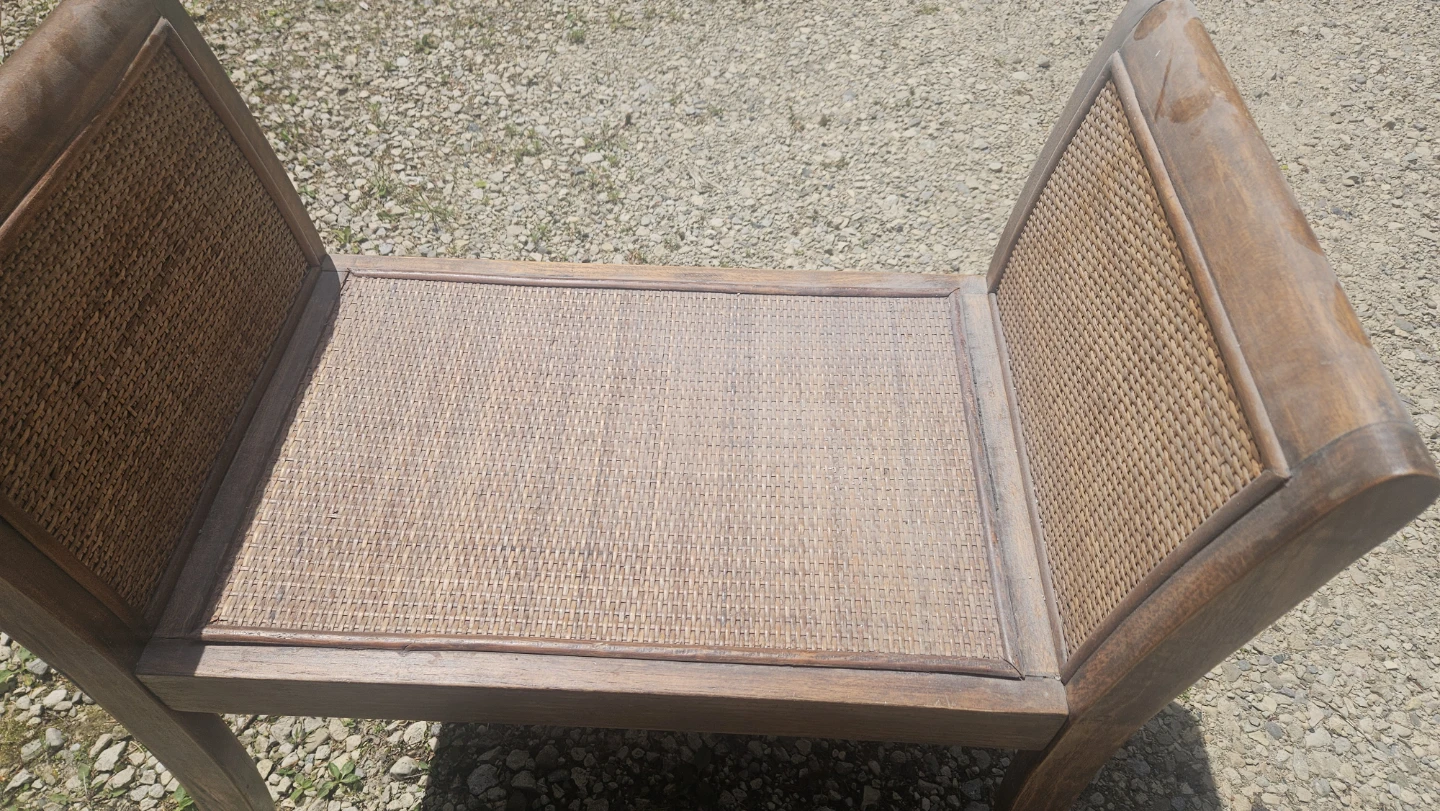 Wooden Bench with Cane Seating - photo 3