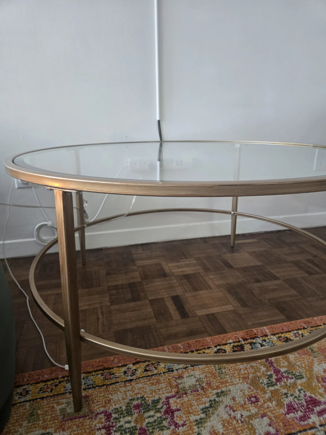 Round Coffee Table - Gold Metal Frame Glass Top - photo 4