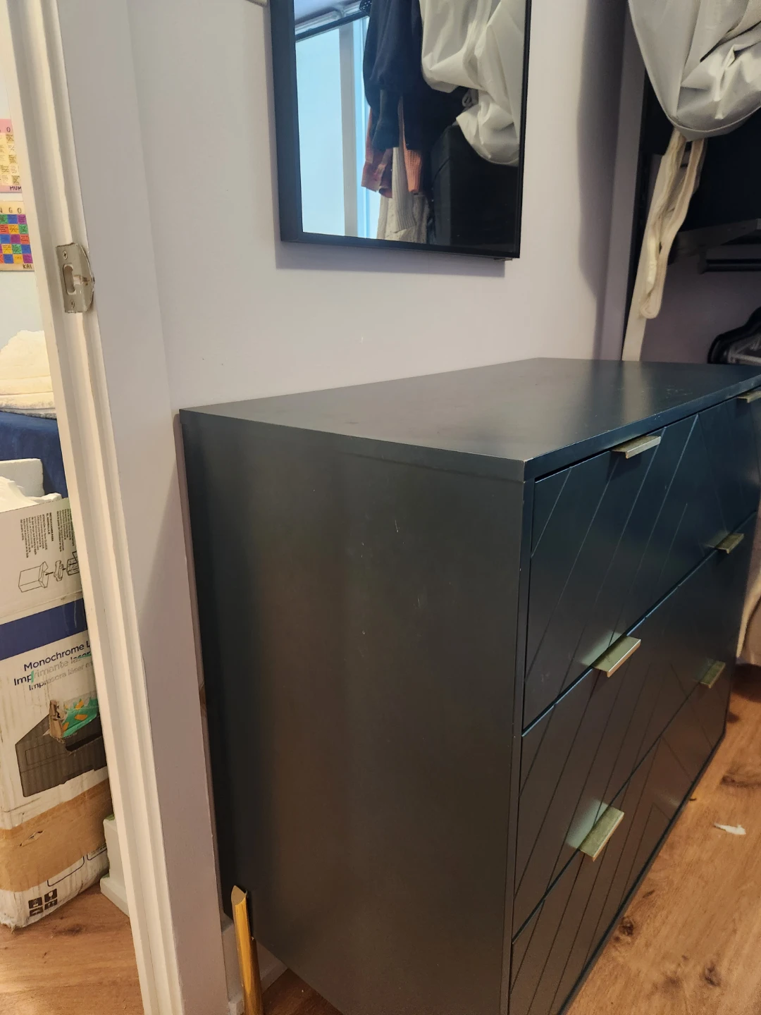 Dark Teal 3-Drawer Dresser with Gold Legs - photo 3