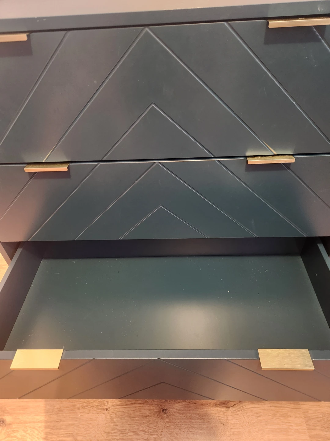 Dark Teal 3-Drawer Dresser with Gold Legs - photo 4