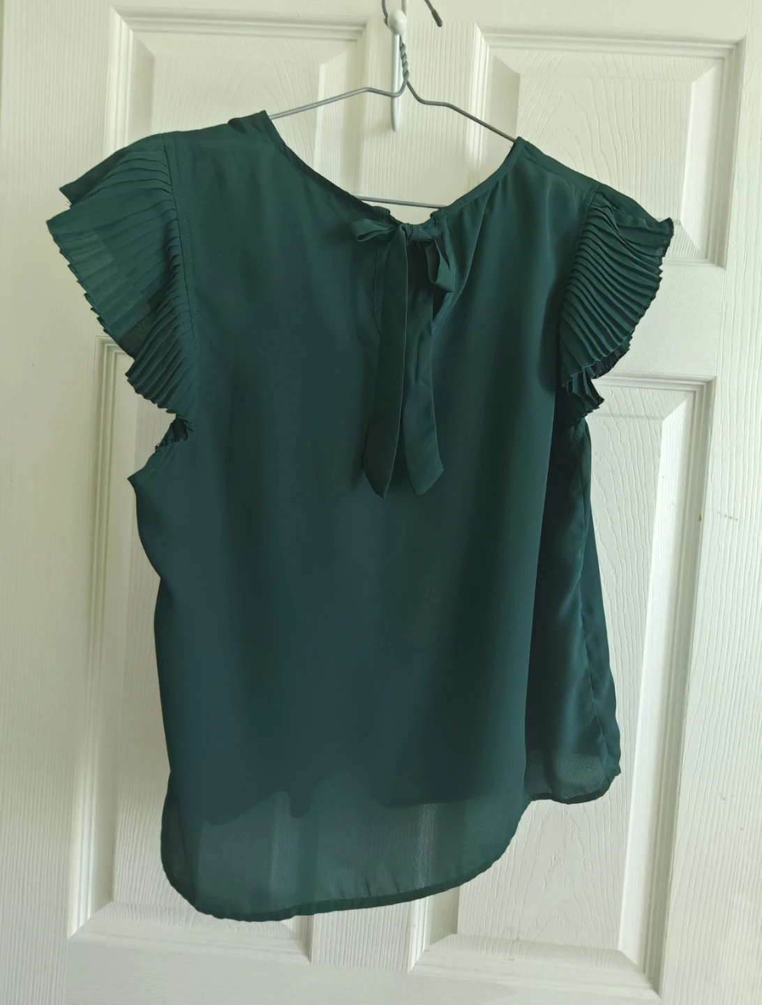 Women's Green Blouse with Pleated Sleeves - photo 2