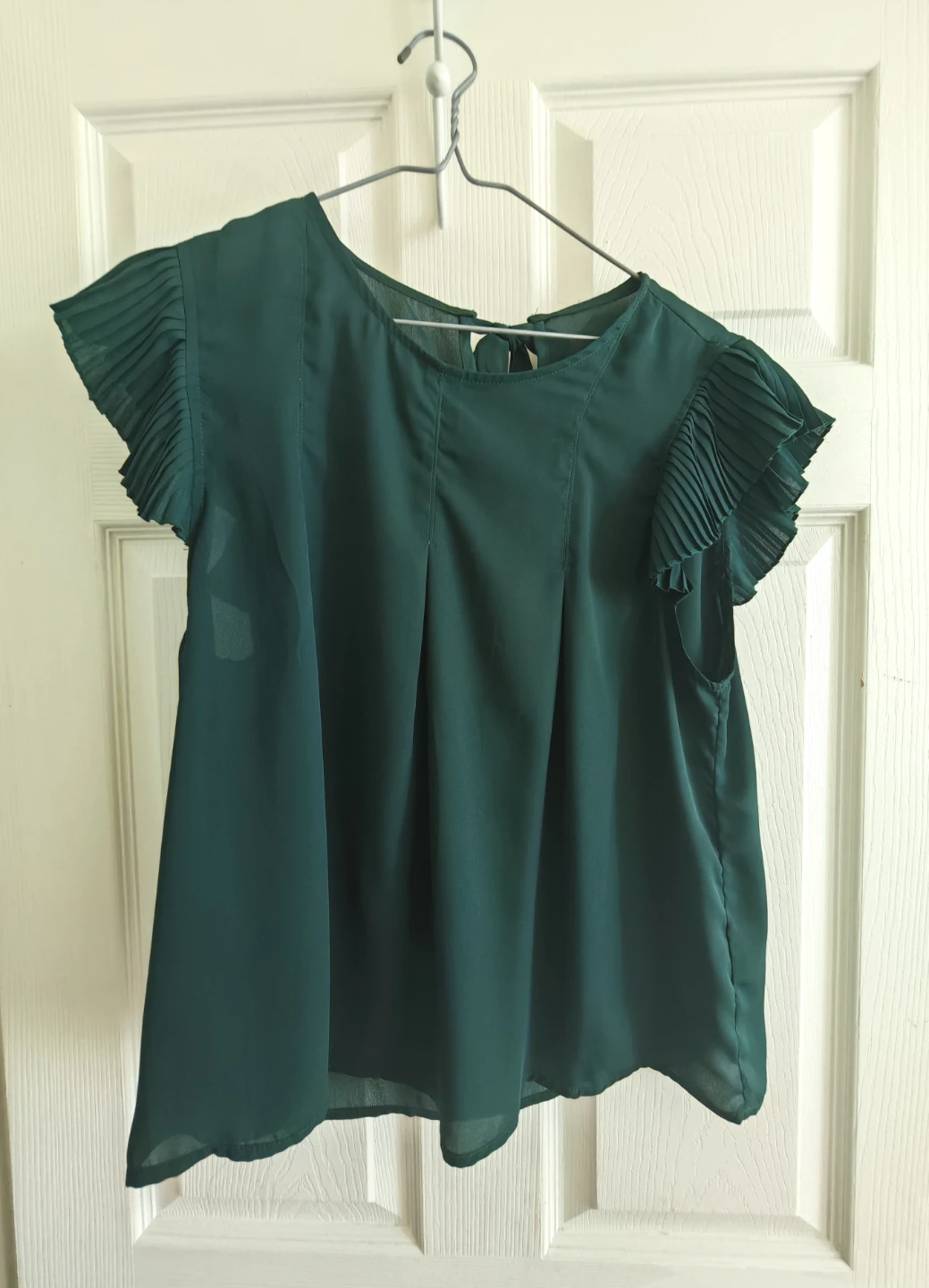 Women's Green Blouse with Pleated Sleeves - photo 3