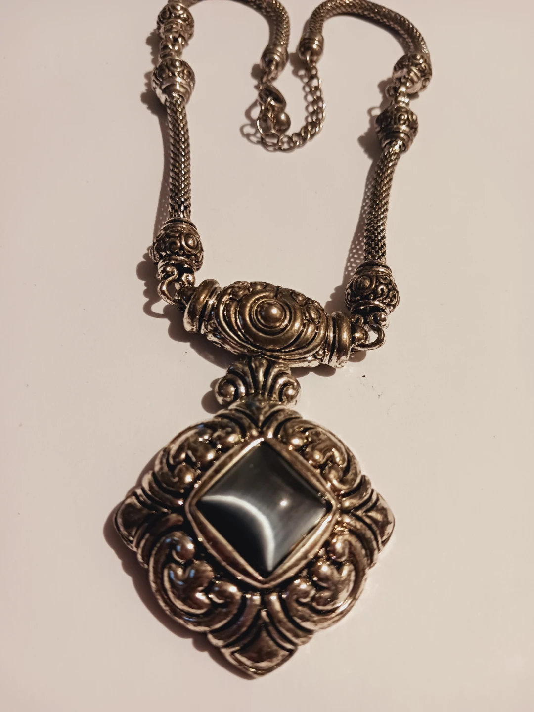 Gorgeous Statement Necklace with Grey Stone Pendant - photo 3