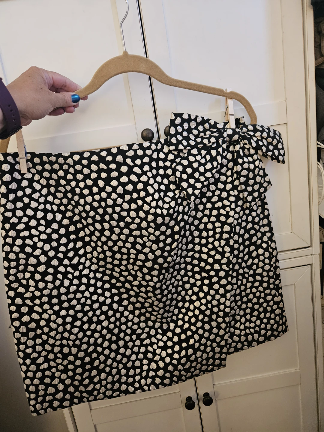 J. Crew Black White Polka Dot Bow Skirt Size 14
