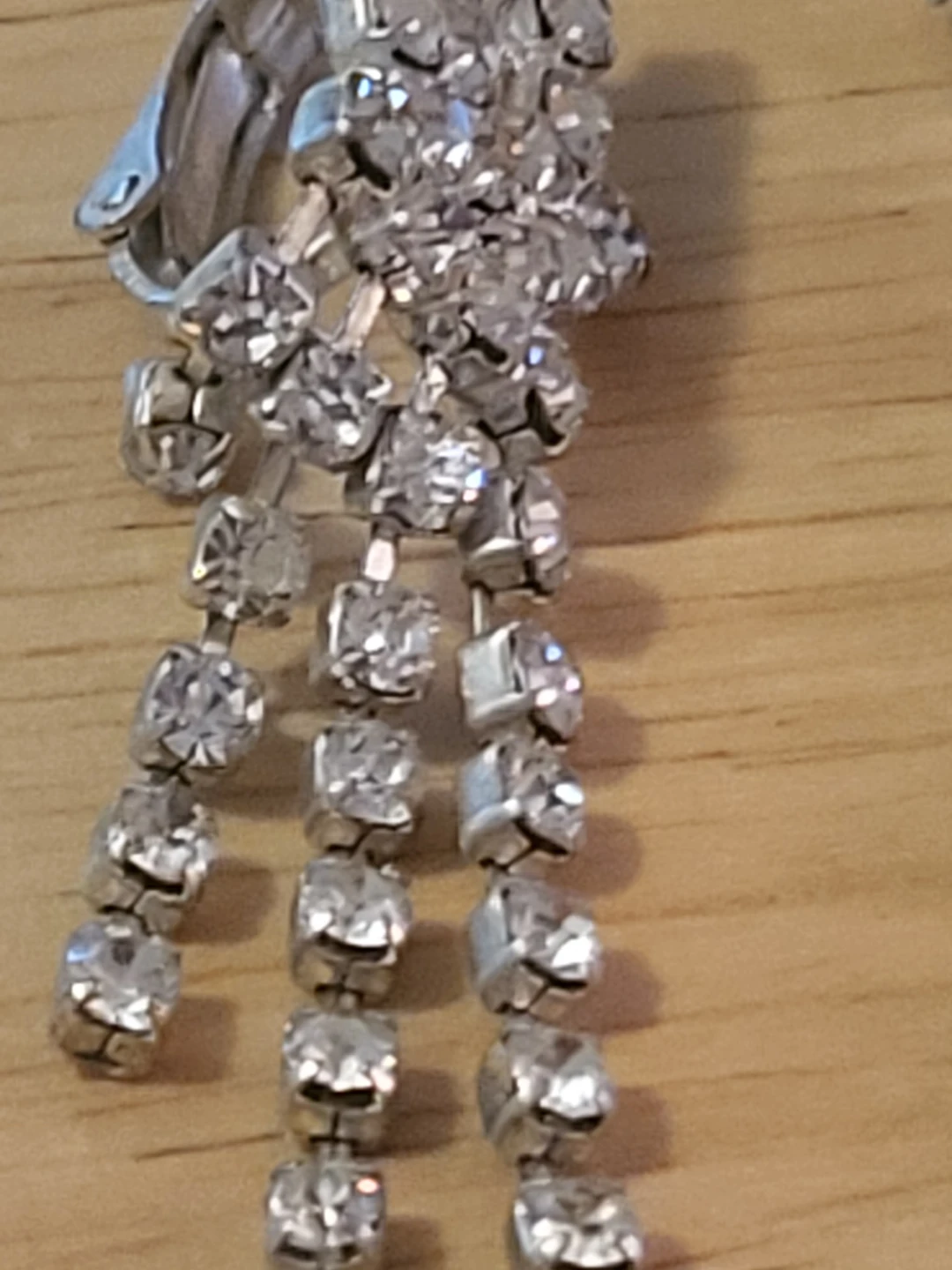 Vintage Rhinestone Dangle Clip-On Earrings - photo 3