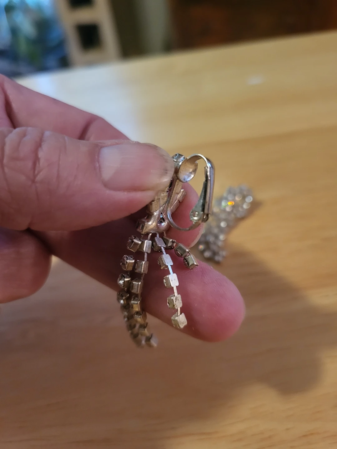 Vintage Rhinestone Dangle Clip-On Earrings - photo 5