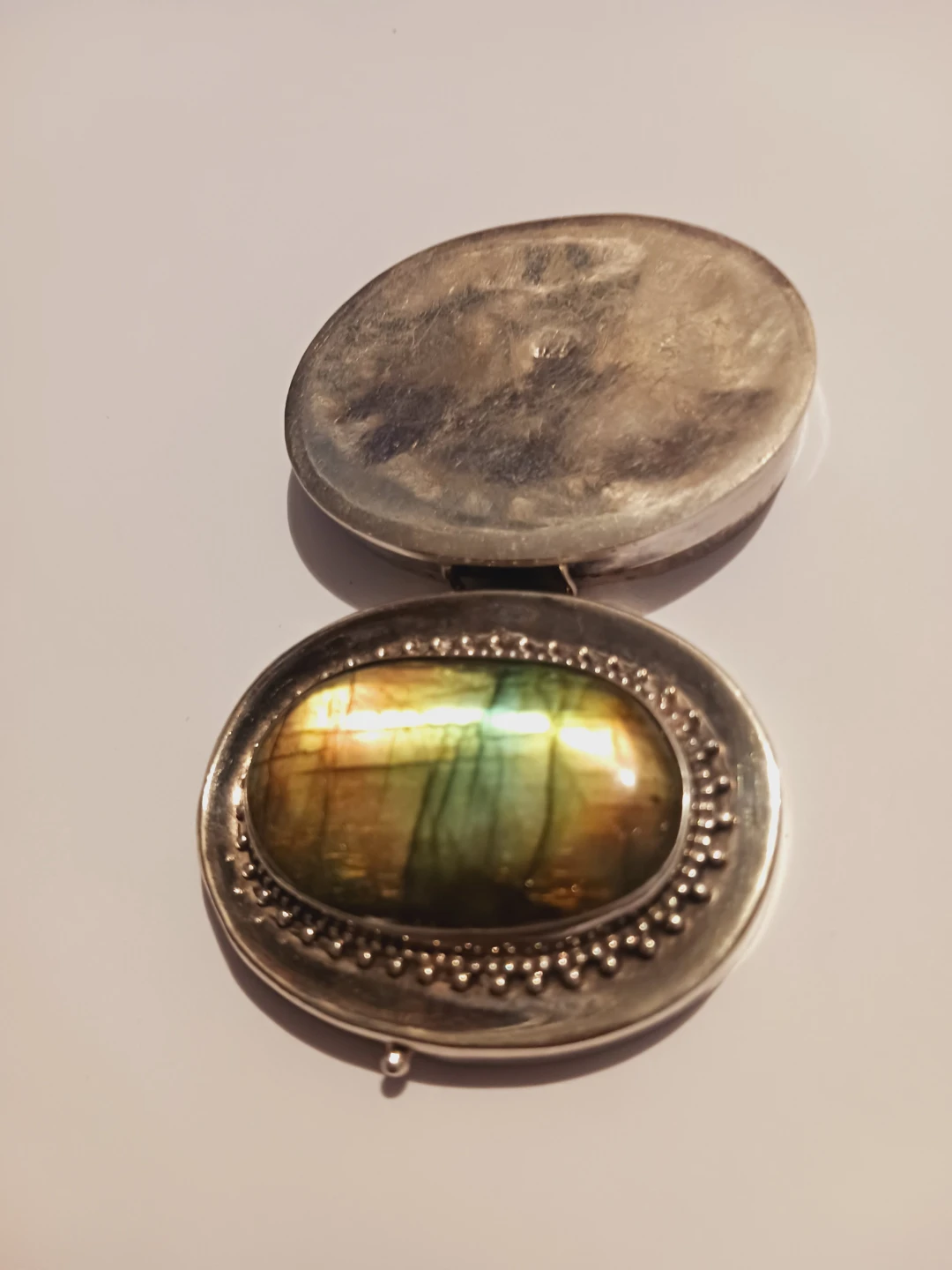 Sterling Silver 925 Genuine Labradorite Stone Pill Box - photo 5