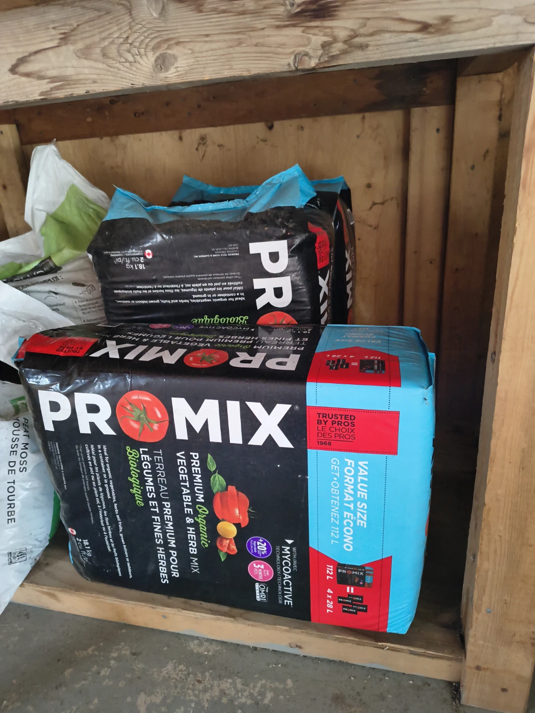 3 packages of PRO-MIX Premium Organic Vegetable & Herb Mix