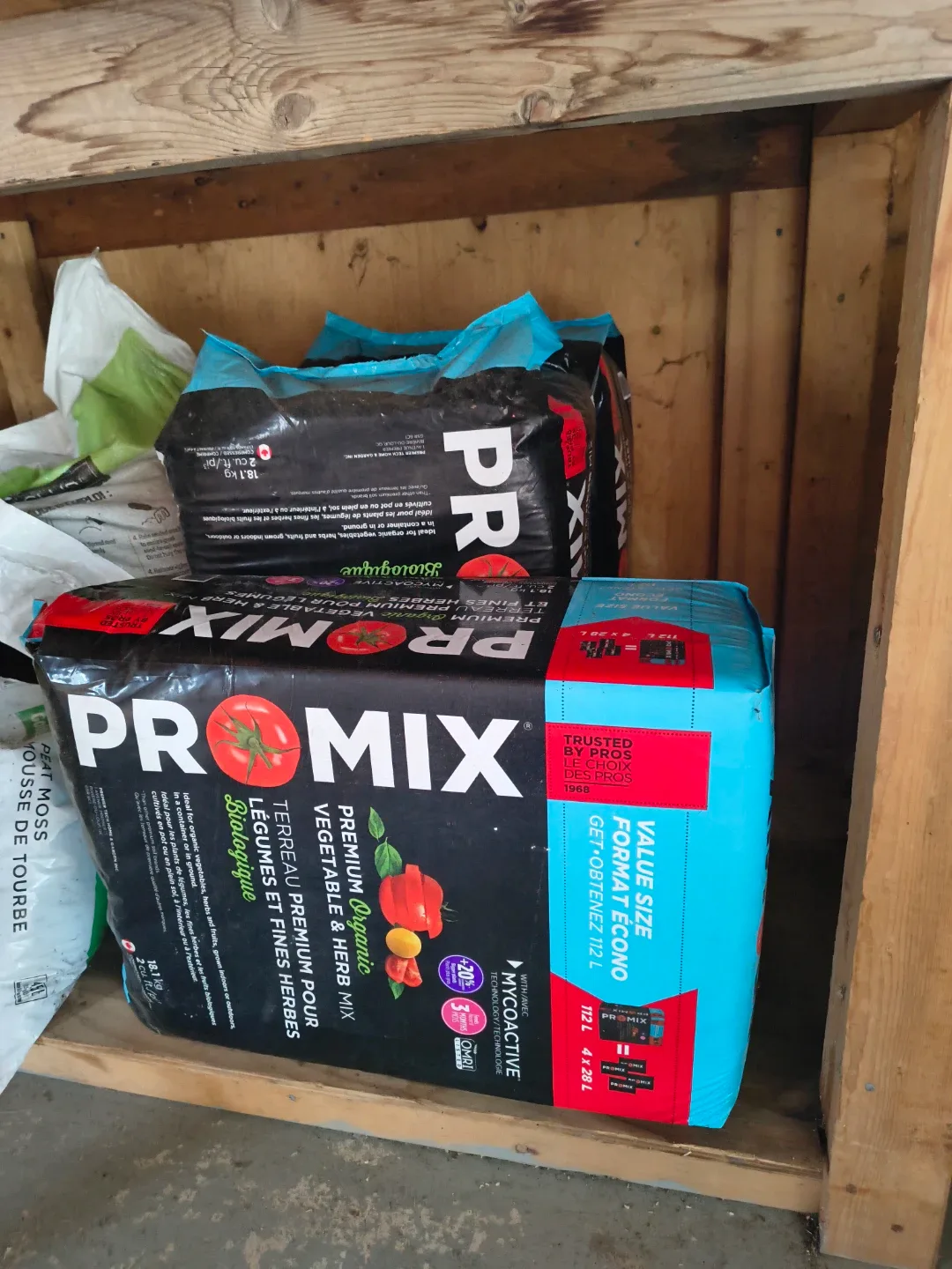 3 packages of PRO-MIX Premium Organic Vegetable & Herb Mix