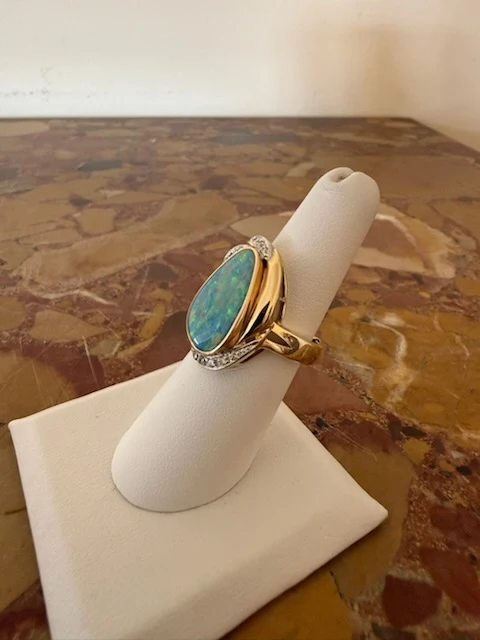 14K Gold Australian and Diamond Ring - photo 3