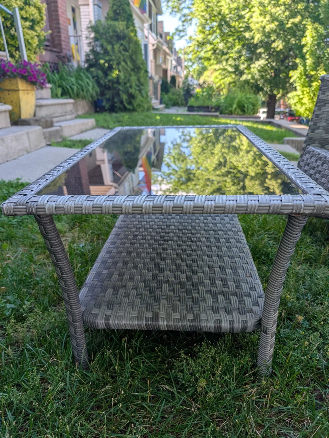 Grey Wicker Loveseat and Coffee Table Set - photo 3