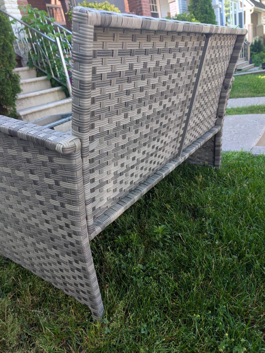Grey Wicker Loveseat and Coffee Table Set - photo 5