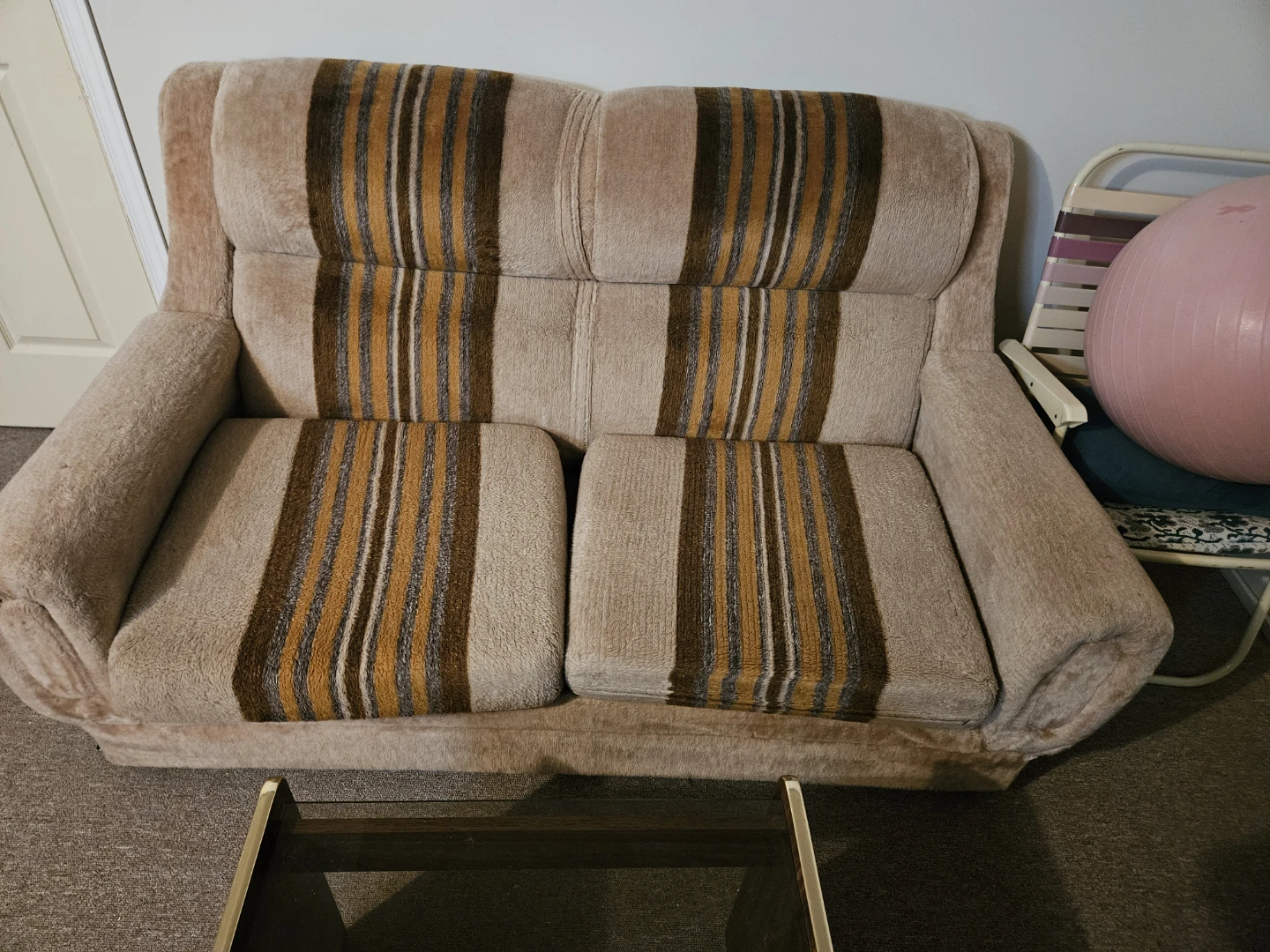 Vintage Striped Sofa and Armchair Set