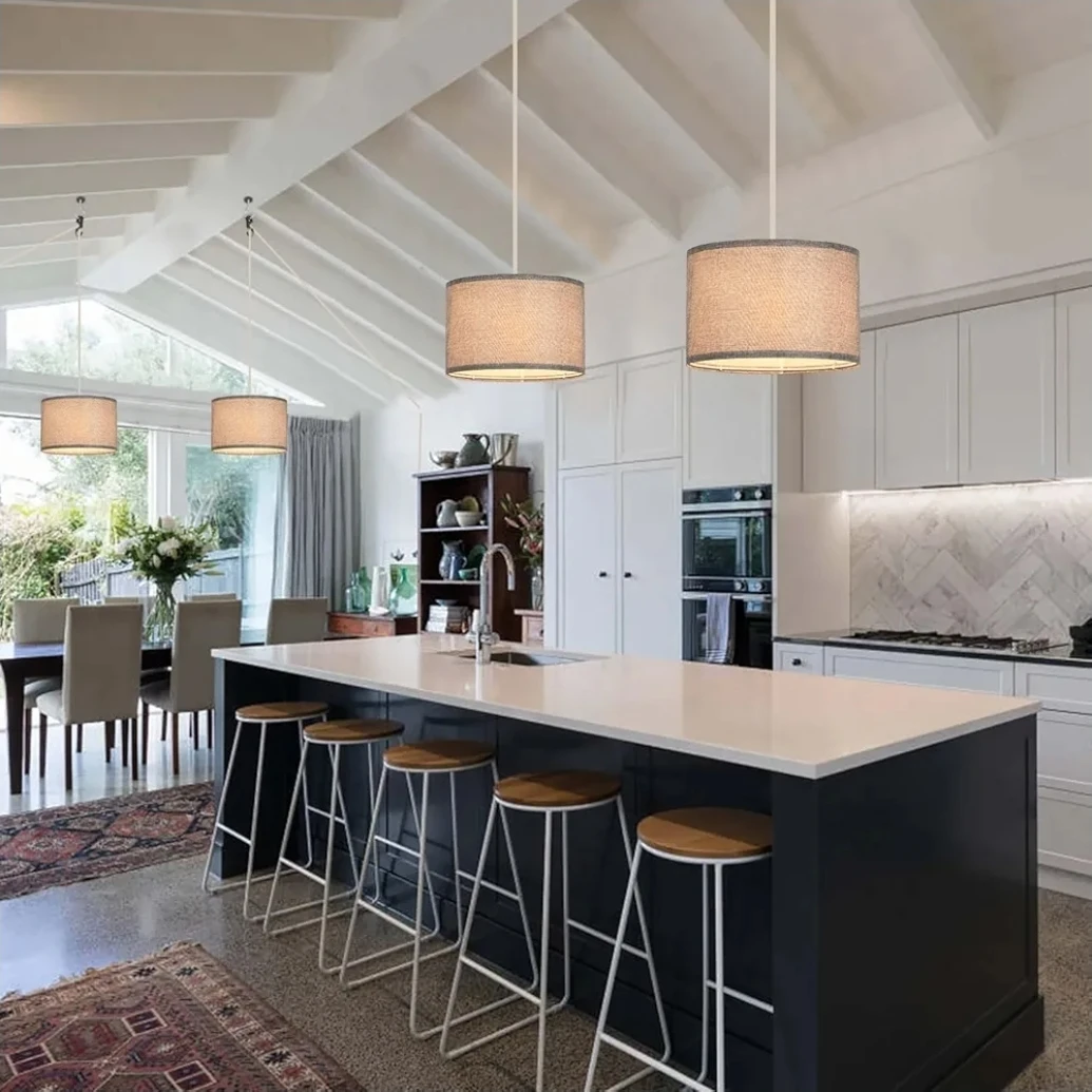 2 Pack Grey Fabric Pendant Lights with 15Ft Cords - photo 4