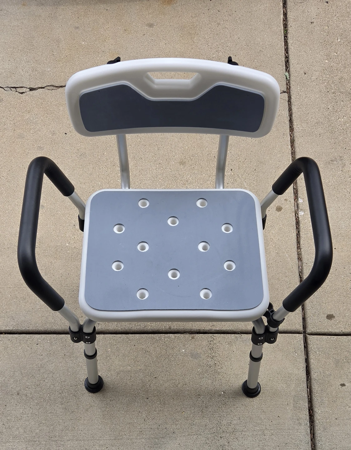 Aluminum Shower Chair in Gray with 6-Height Adjustable