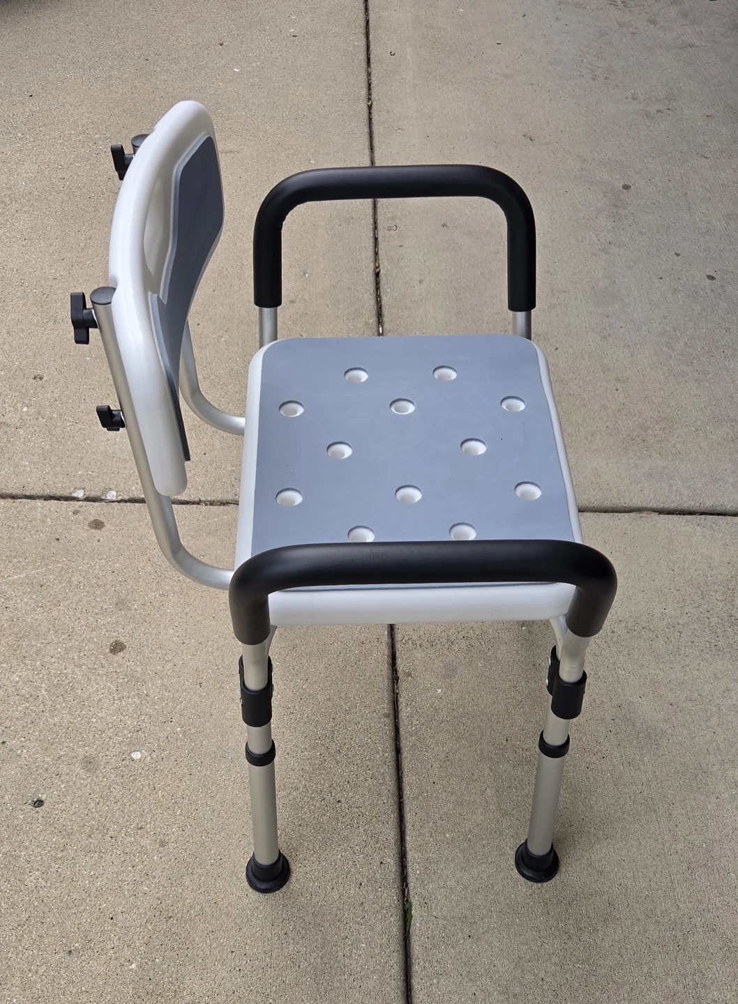Aluminum Shower Chair in Gray with 6-Height Adjustable - photo 4