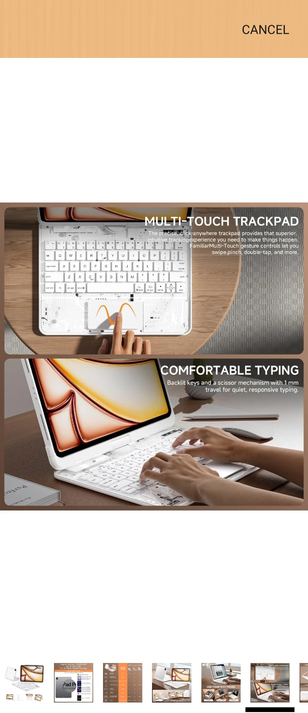 White Folio-Style iPad Keyboard Case with Touchpad - photo 2