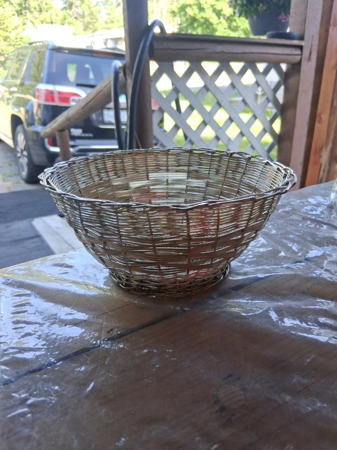 antique silver Wire fruit bowl - photo 2