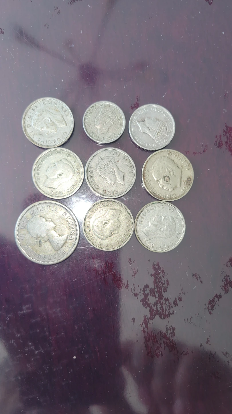 Collection of 9 Vintage Canadian and British Silver Coins