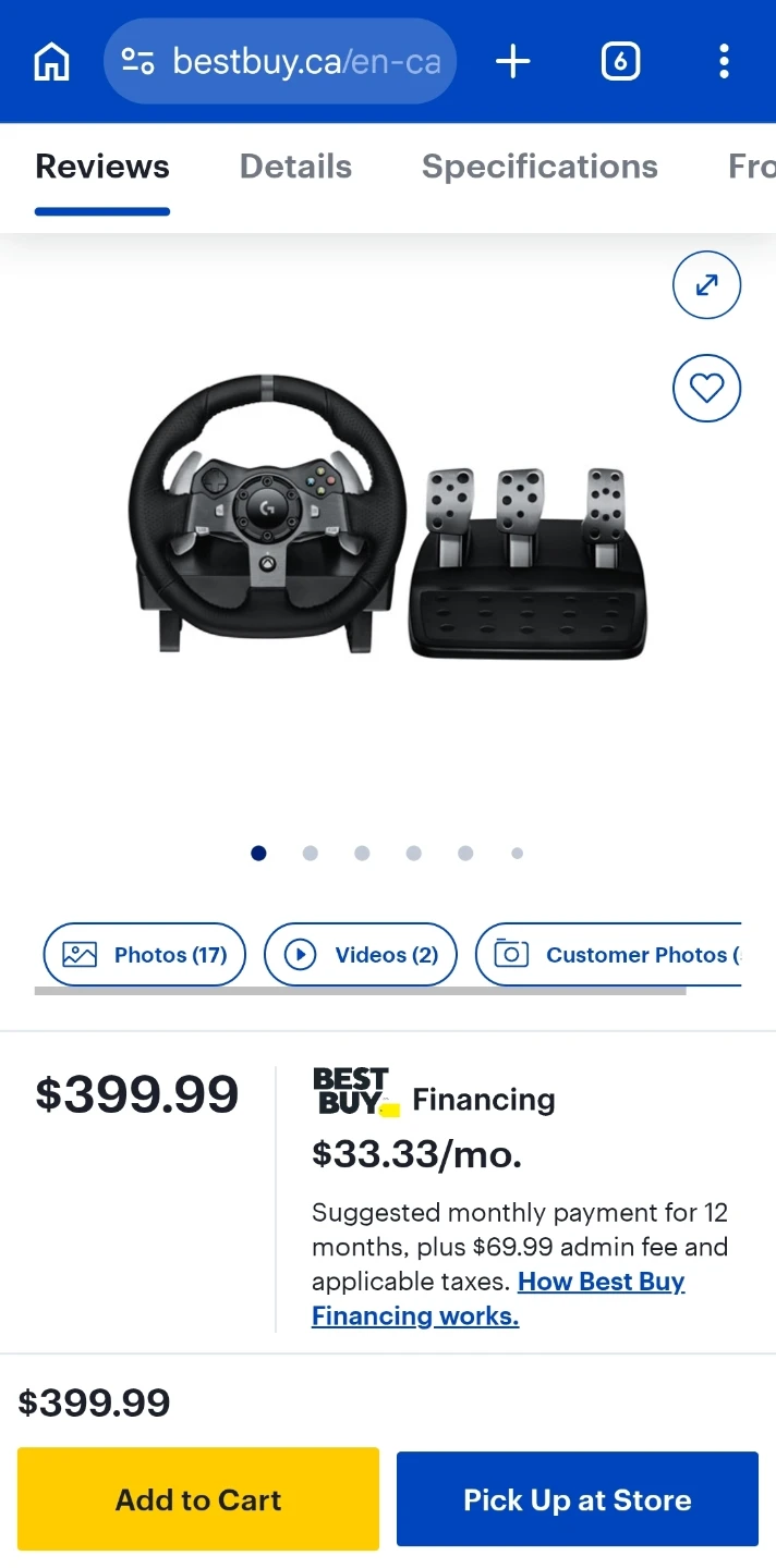 Logitech G920 Racing Wheel and Pedals for Xbox/PC - photo 2