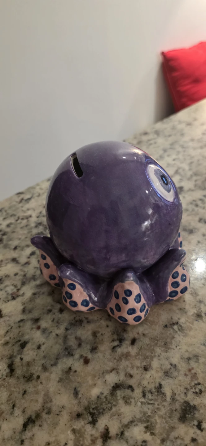 Purple Octopus Ceramic Piggy Bank - photo 4
