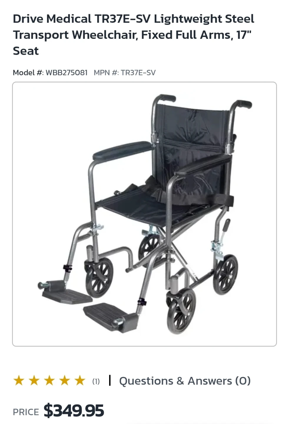 Drive Medical Steel Transport Chair- Wheelchair - photo 3