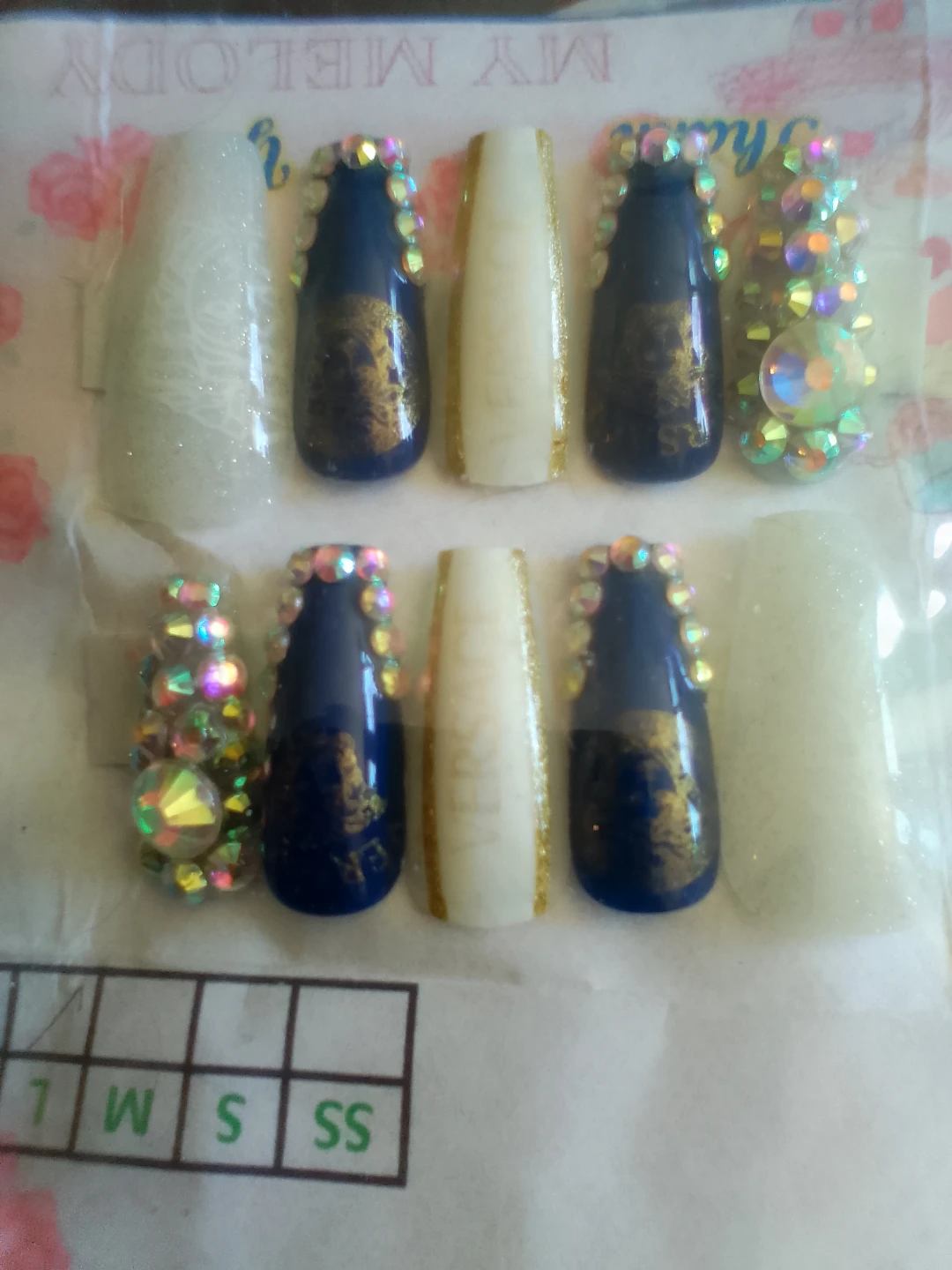 Assorted Press-On Nails with Rhinestones & Charms