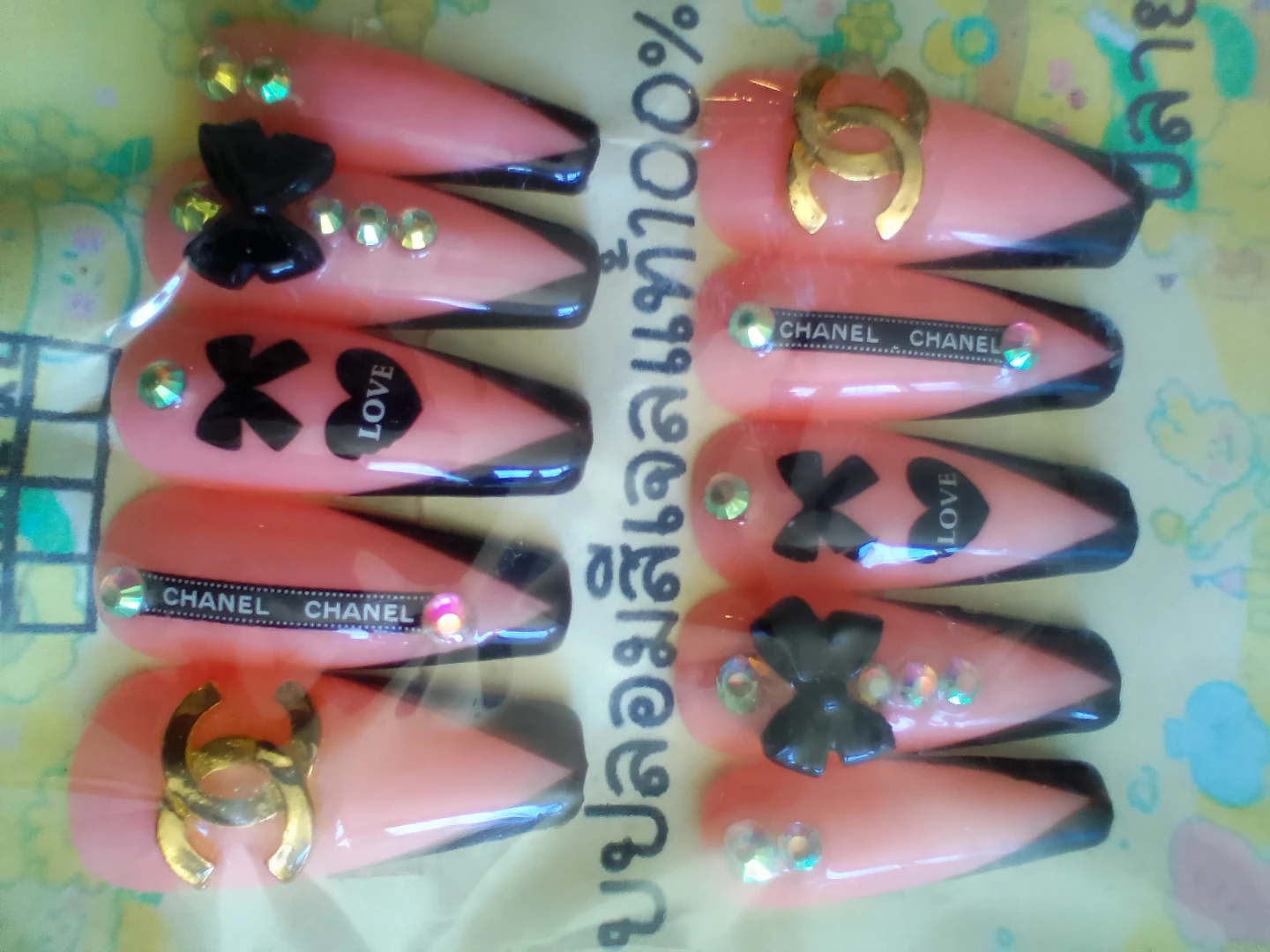 Assorted Press-On Nails with Rhinestones & Charms - photo 2