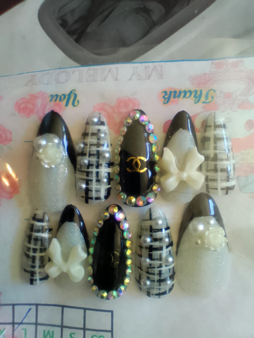Assorted Press-On Nails with Rhinestones & Charms - photo 3