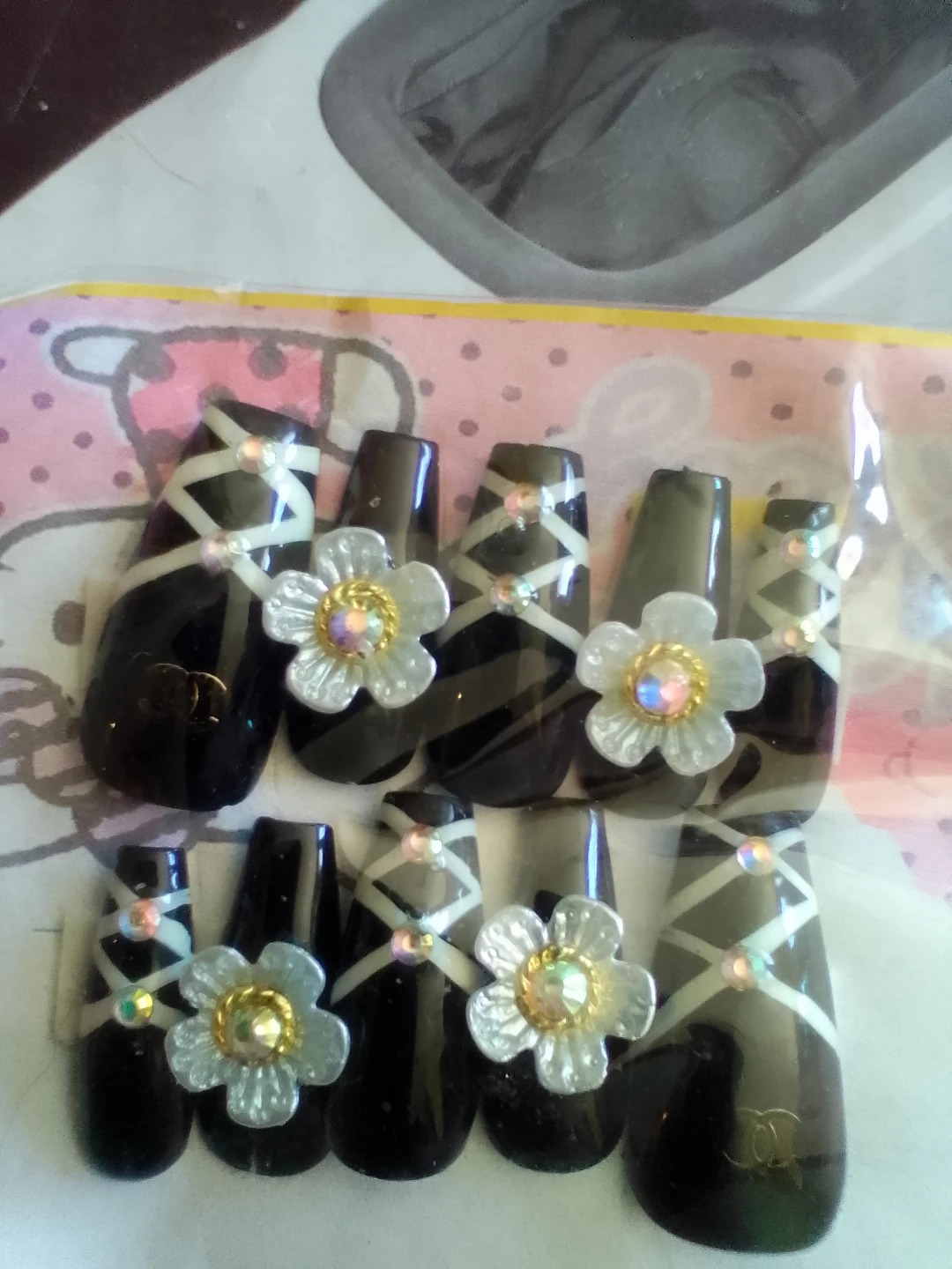 Assorted Press-On Nails with Rhinestones & Charms - photo 4