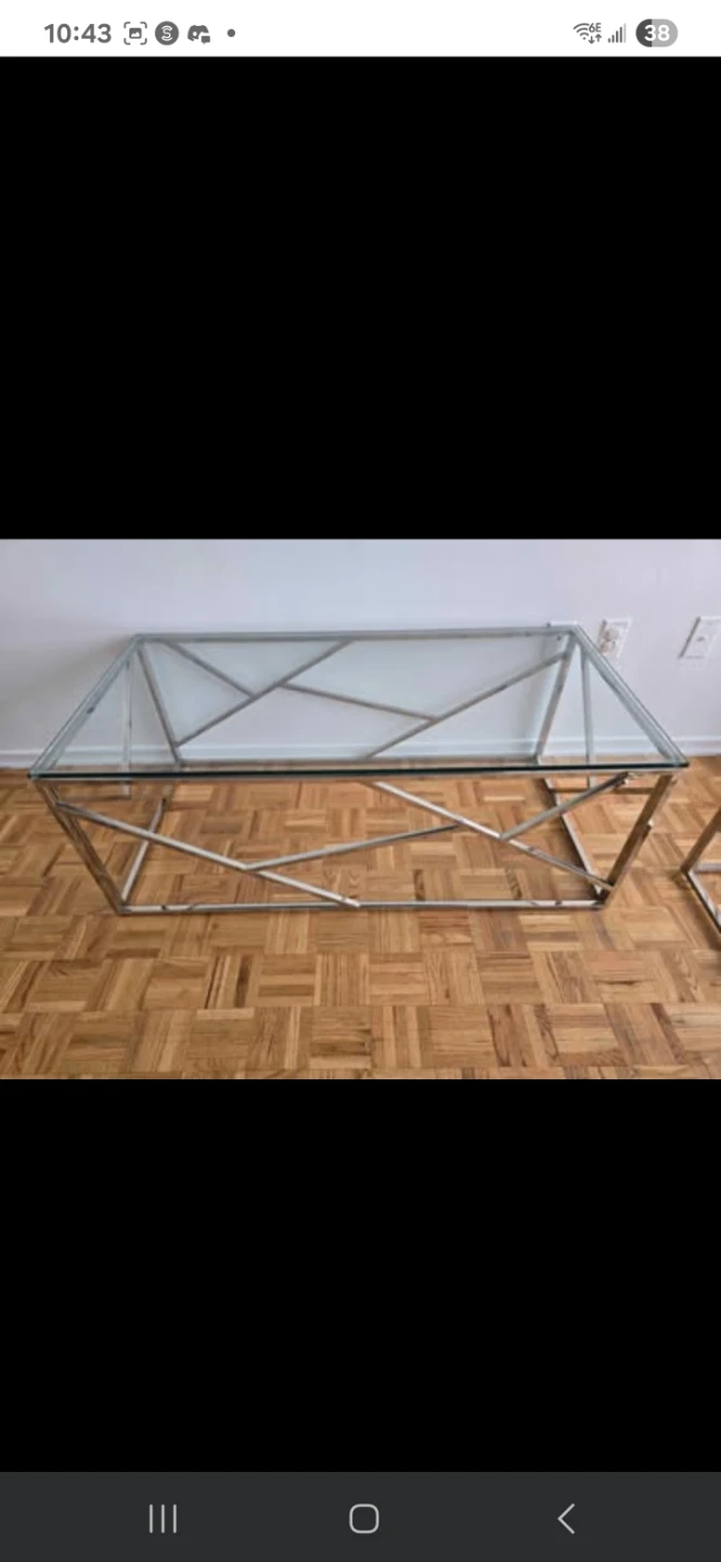 Glass and Metal Coffee Table Set