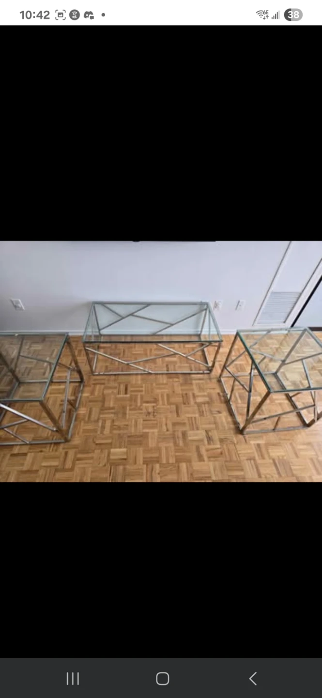 Glass and Metal Coffee Table Set - photo 4
