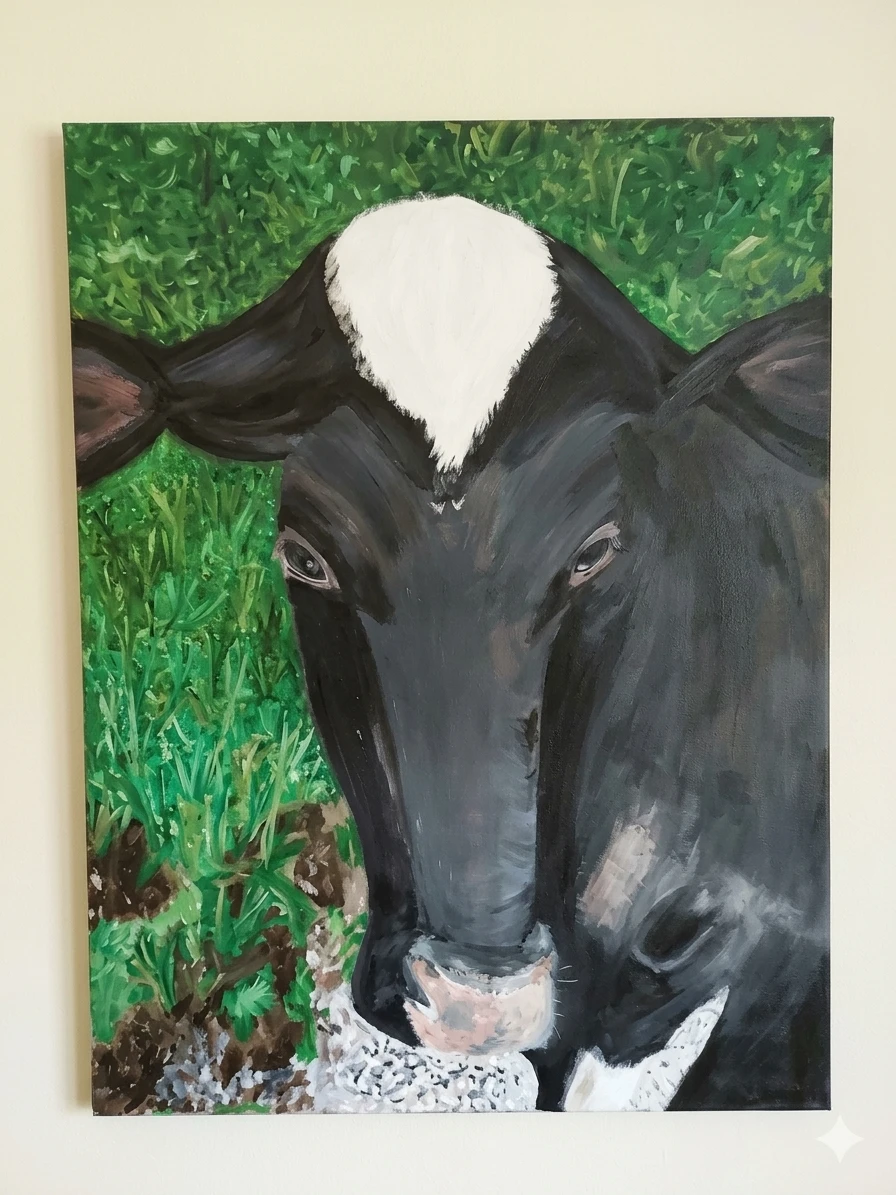 Oil Painting "Constance the Cow" by Patti Durkee (2019)