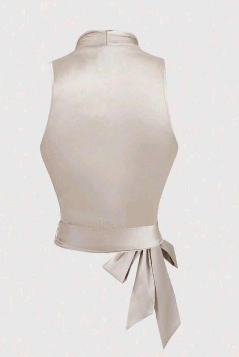 SHEIN MOD Satin Wrap Halter Top - photo 3