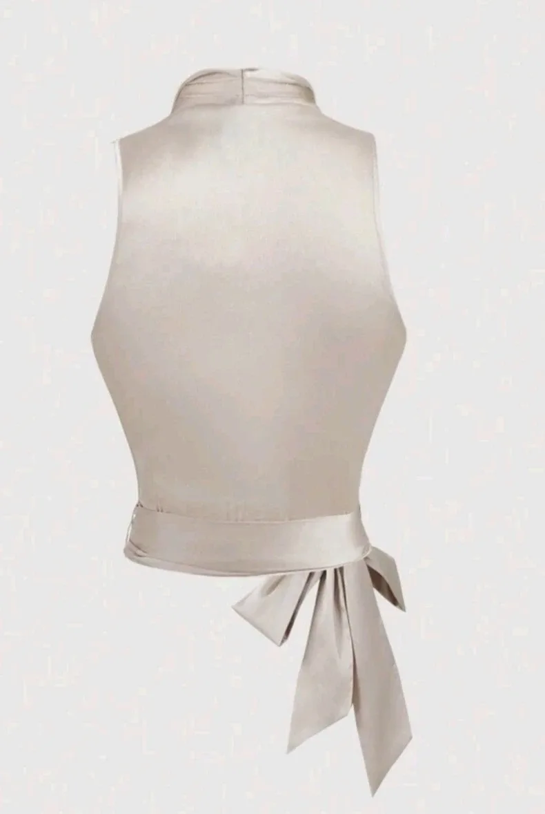 SHEIN MOD Satin Wrap Halter Top - photo 3