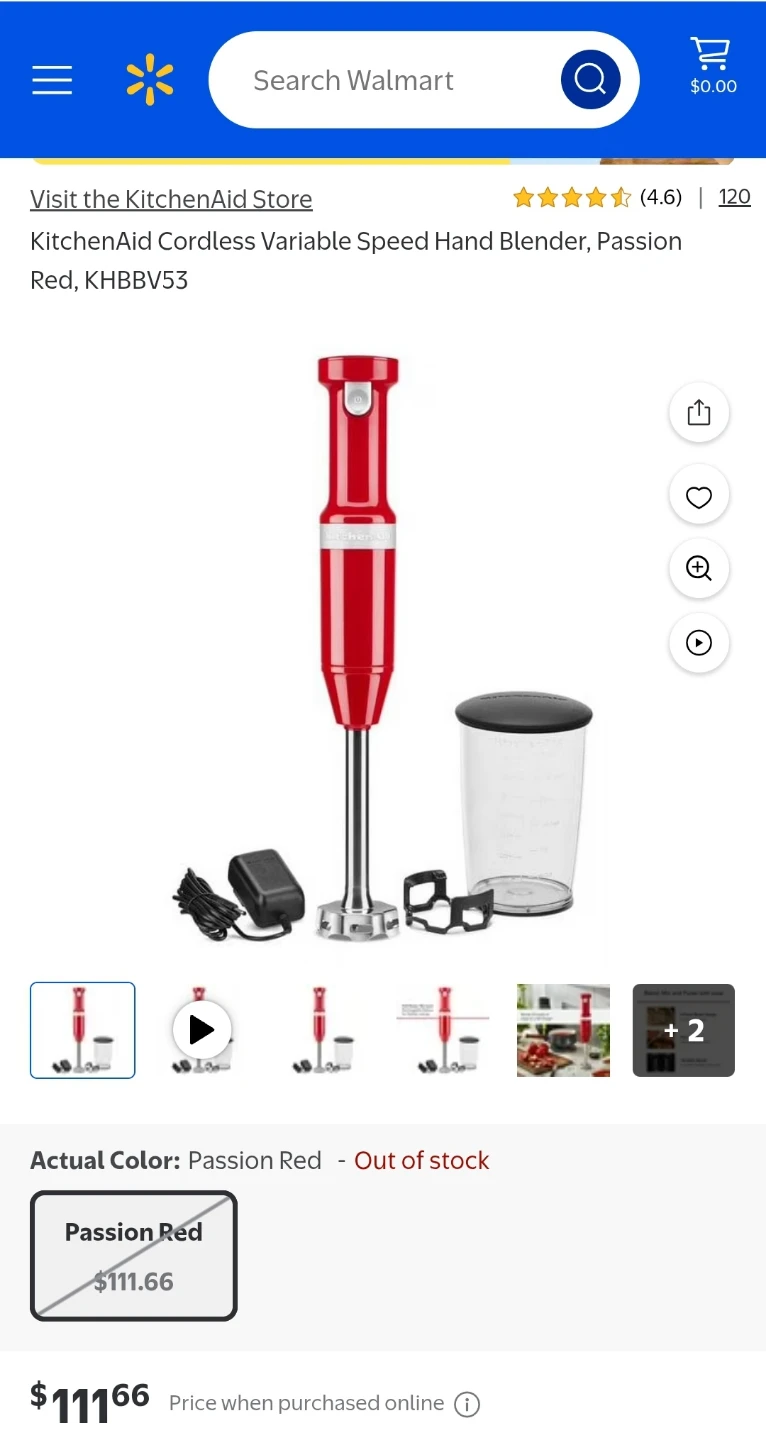 KitchenAid Cordless Variable Speed Hand Blender - Passion Red - photo 5