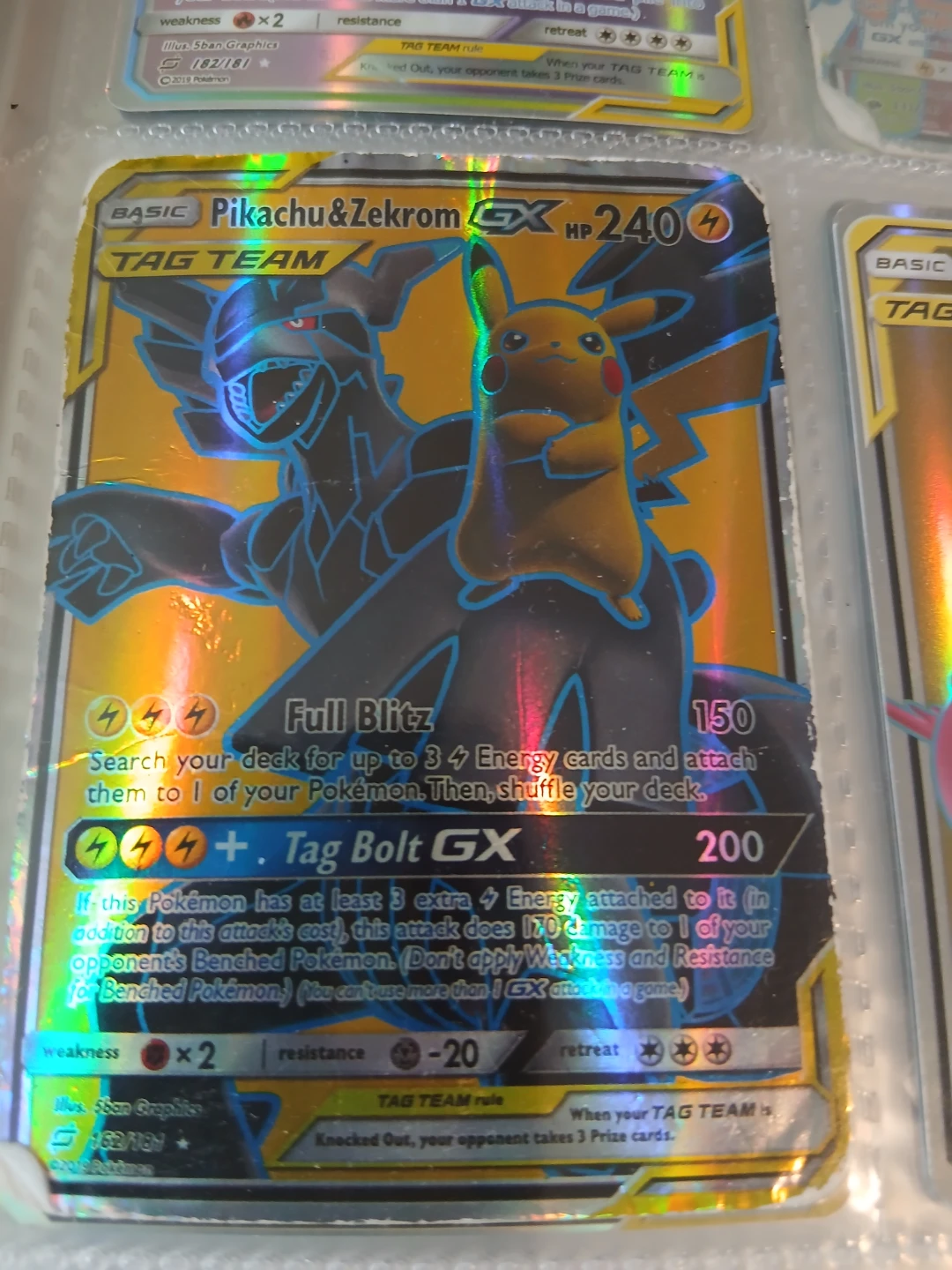 Pikachu & Zekrom GX Tag Team Pokémon Card 182/181