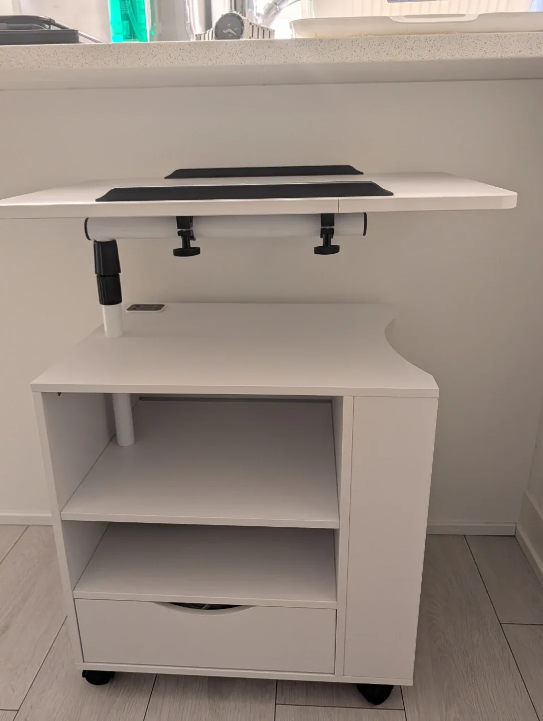 White Side/Night Table with Adjustable Height Top, Laptop Desk