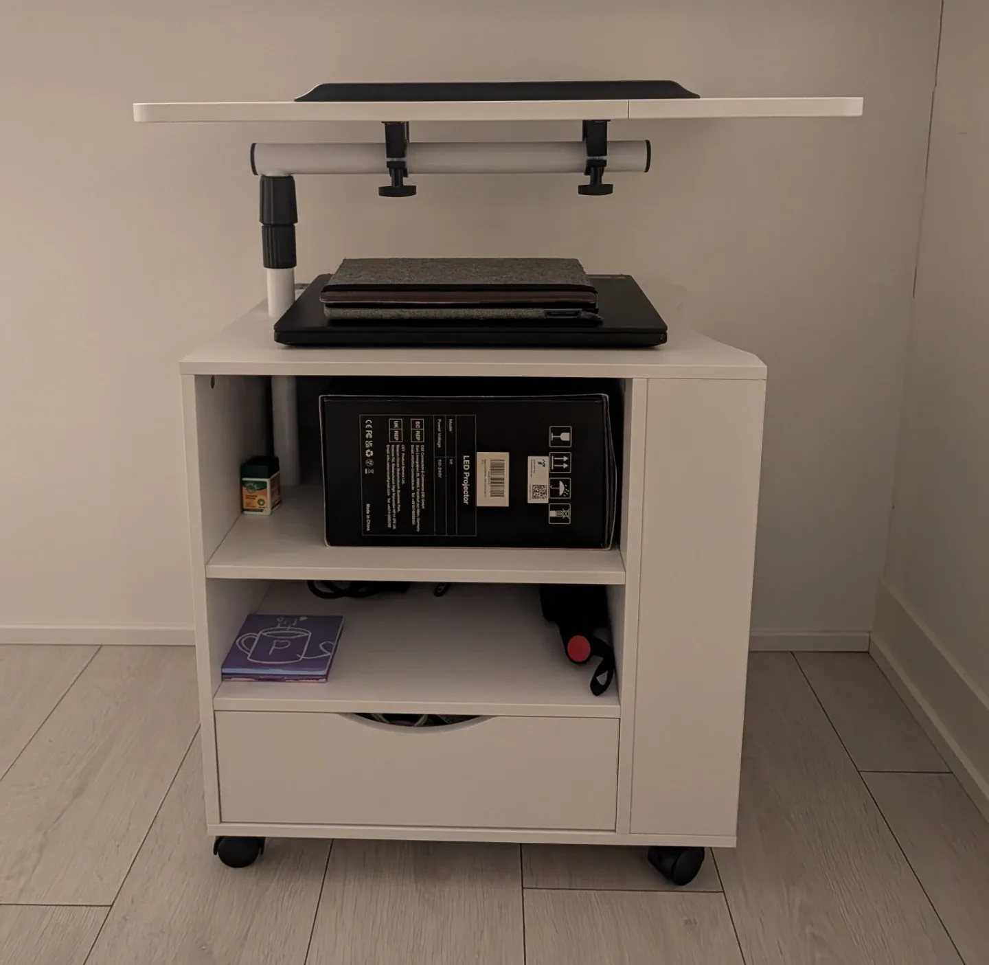 White Side/Night Table with Adjustable Height Top, Laptop Desk - photo 2