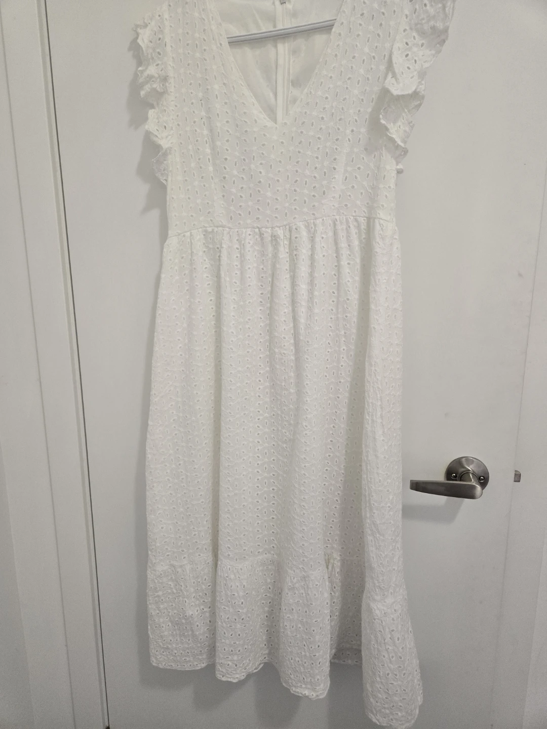 White Eyelet Ruffle Dress