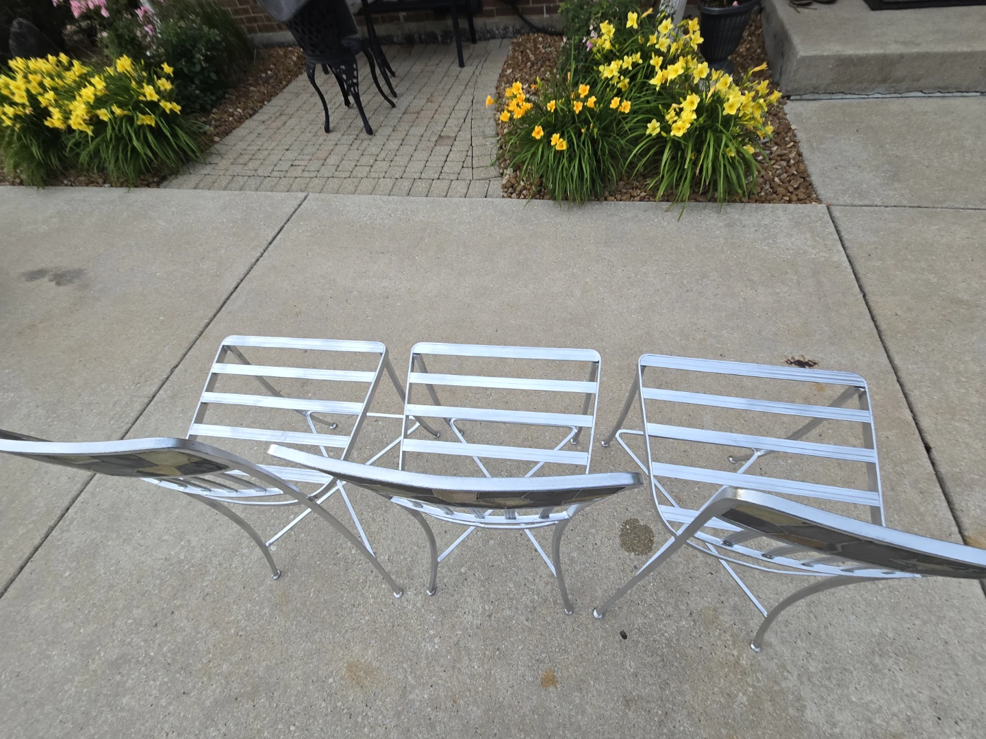 Set of 3 Metal Bar Stools with Stone Backs - photo 4