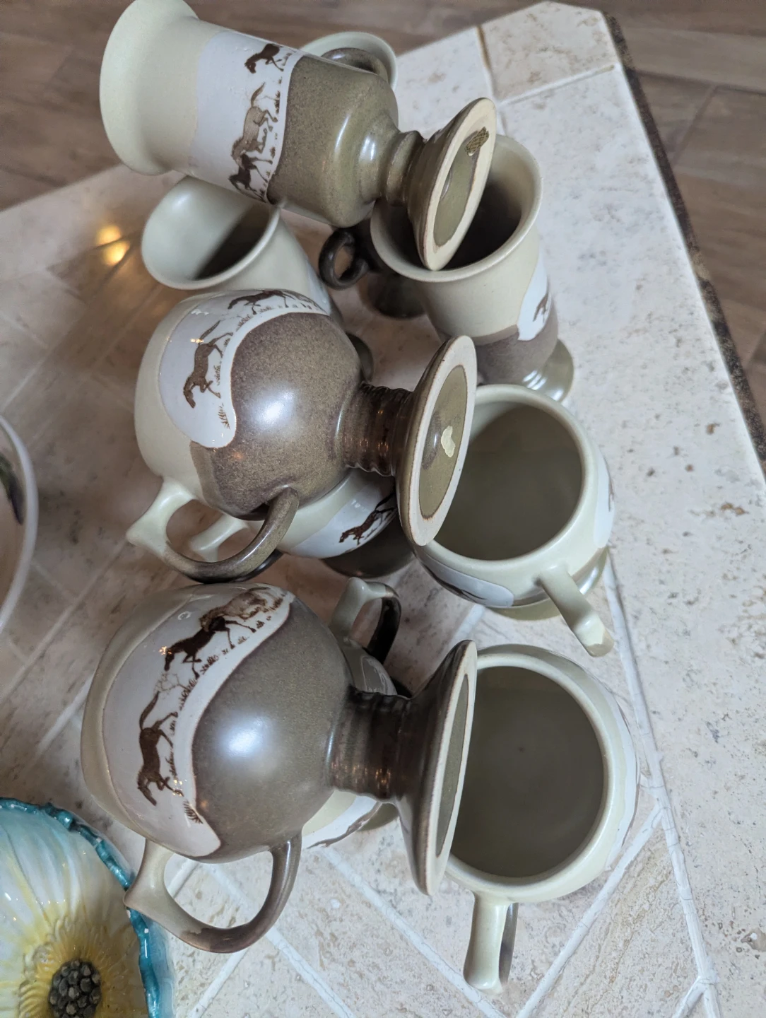 Ceramic Coffee Mugs and Plates Set